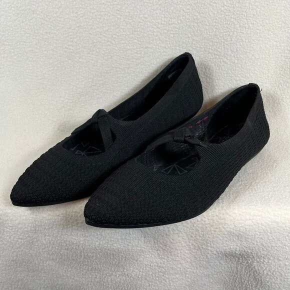 NWOT Skechers Memory Foam Flats Black Point Toe Flat Shoes Size 8.5 - Picture 8 of 9